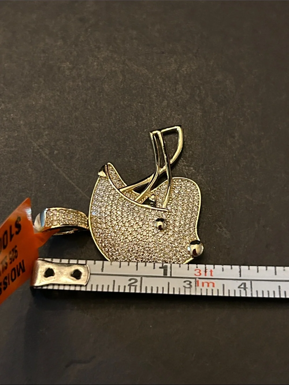 2.30CTW Pave’ Moissanite Football Helmet Pendant Necklace 14KT over 925 SSilver